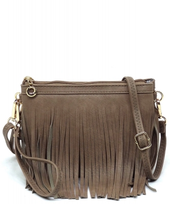 Western Fringe Clutch Cross Body Bag E091 TAUPE